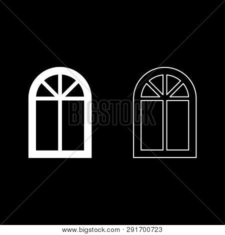 Window Frame Semi-round At The Top Arch Window Icon Set White Color Vector Illustration Flat Style S
