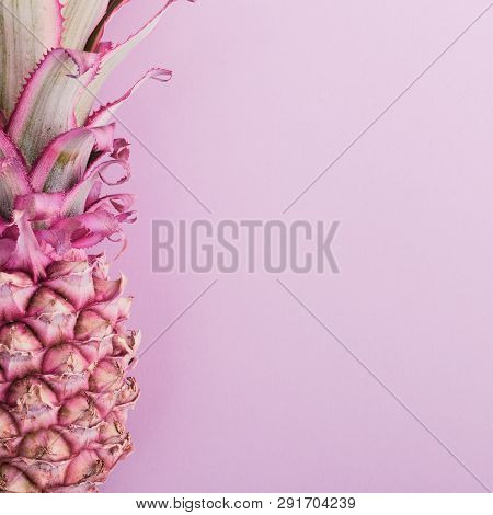 Pineapple On A Pink Background.pink Pineapple.abstract Floral Background With Flowers.
