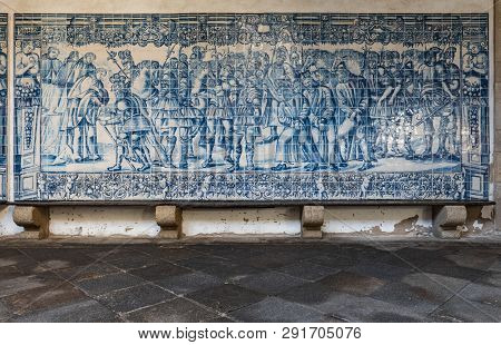 Viseu, Portugal - Circa February 2019: Ceramic Tiles At The Cathedral And Cloister Building In Viseu