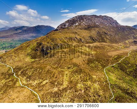 Beautiful View Of Connemara National Park, Famous For Bogs And Heaths, Watched Over By Its Cone-shap