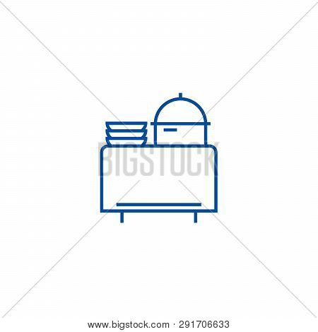 Buffet In Restaurant Line Icon Concept. Buffet In Restaurant Flat  Vector Symbol, Sign, Outline Illu