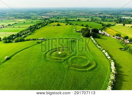 Aerial View Of The Hill Of Tara, An Archaeological Complex, Containing A Number Of Ancient Monuments