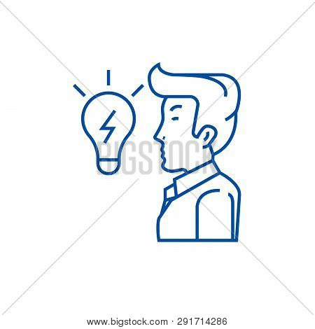 Businessman, Side View, Close Up,  Line Icon Concept. Businessman, Side View, Close Up,  Flat  Vecto