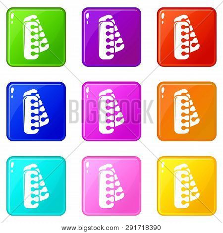 Nail Foot Tool Separator Icons Set 9 Color Collection Isolated On White For Any Design