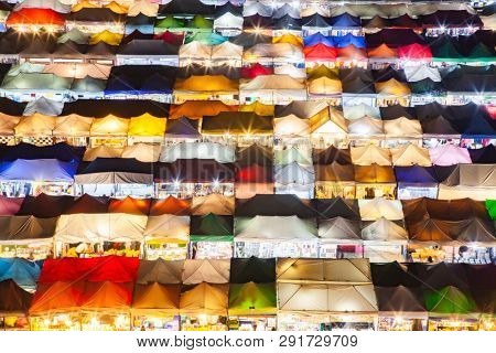 colorful Night Train Market Ratchada, Bangkok, Thailand