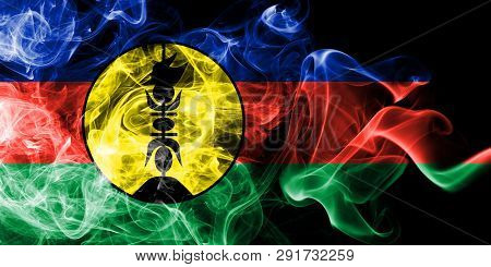 Flnks Smoke Flag, New Caledonia On The Black Background