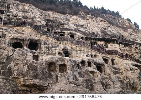 Luoyang, Henan/china- January 19, 2019:  Longmen Grottoes Is One Of The 3 Major Buddhist Caves Of Ch