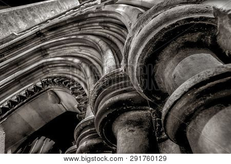 Architectural Details,showing An Abstract View Of The Entrance To Saint Marys Church, Andover,englan