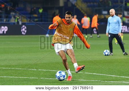 Kharkiv, Ukraine - October 23, 2018: Riyad Mahrez Of Manchester City In Action During Training Sessi