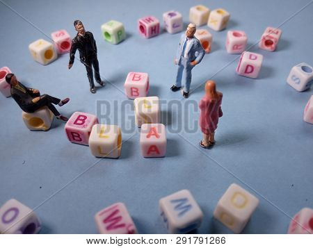 Top View Conceptual / Illustration Chit Chat, Alphabet Plastic Cube Beads Beyond 3 Miniature Figure