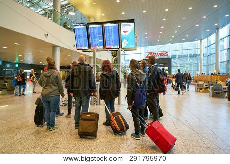 ZURICH, SWITZERLAND - CIRCA OCTOBER, 2018: interior shot of Zurich International Airport.