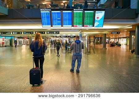 ZURICH, SWITZERLAND - CIRCA OCTOBER, 2018: interior shot of Zurich International Airport.
