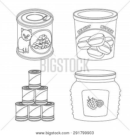 Vector Illustration Of Can And Food Icon. Set Of Can And Package Stock Vector Illustration.