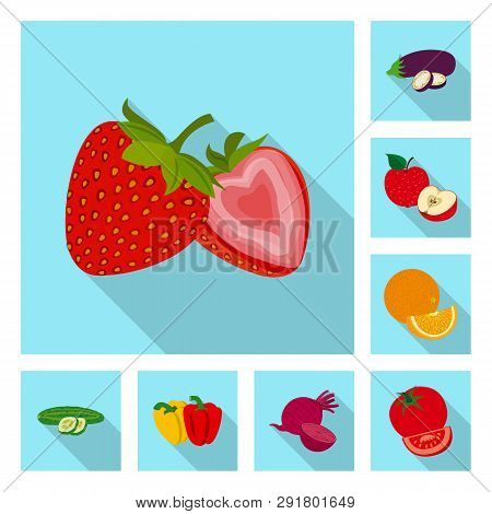 Vector Illustration Of Vegetable And Fruit Icon. Collection Of Vegetable And Vegetarian Vector Icon 