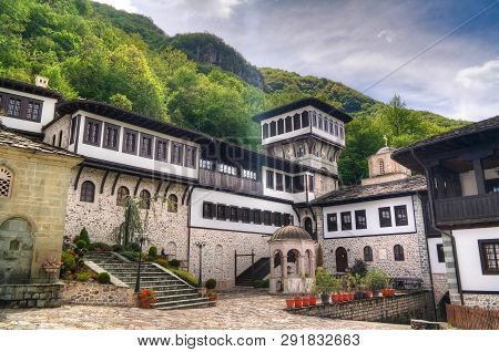 View To Bigorski Monastery St John The Baptist At Rostusha, North Macedonia