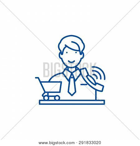 Telemarketing Line Icon Concept. Telemarketing Flat  Vector Symbol, Sign, Outline Illustration.