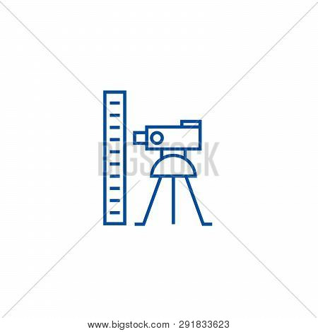 Theodolite Survey Calculation Line Icon Concept. Theodolite Survey Calculation Flat  Vector Symbol, 