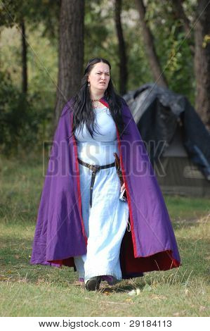 KIEV, UKRAINE - SEP 19: Participant  Festivale of medieval costume wears historical costume Sep 19, 2010 in Kiev, Ukraine