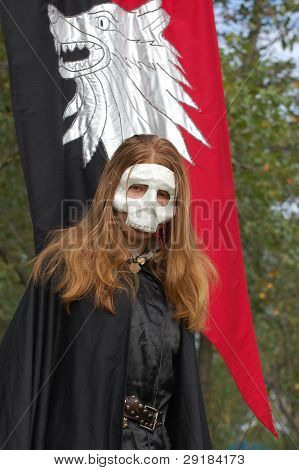KIEV, UKRAINE - SEP 19: Participant  Festivale of medieval costume wears historical costume Sep 19, 2010 in Kiev, Ukraine