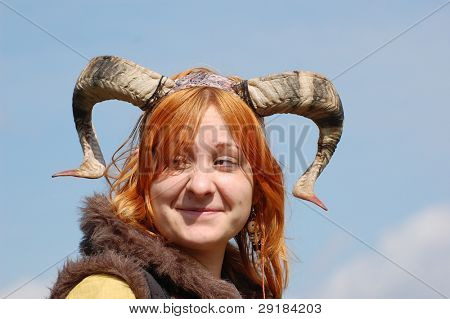 KIEV, UKRAINE - SEP 19: Participant  Festivale of medieval costume wears historical costume Sep 19, 2010 in Kiev, Ukraine