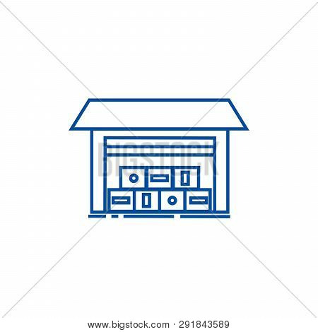 Warehouse Illustration Line Icon Concept. Warehouse Illustration Flat  Vector Symbol, Sign, Outline 