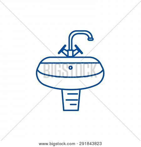 Washbasin, Washstand Line Icon Concept. Washbasin, Washstand Flat  Vector Symbol, Sign, Outline Illu