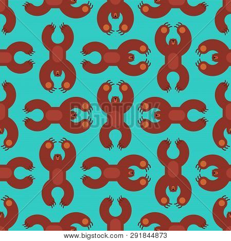 Grizzly Bear Pattern. Wild Predator Texture Cartoon Style. Big Bear Attacks