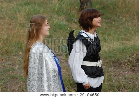KIEV, UKRAINE - SEPT 19: Participants of Festivale of medieval costume wear historical costume Sep 19, 2010 in Kiev, Ukraine