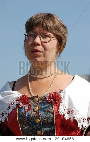 KIEV, UKRAINE - SEPT 19: Participant of Festivale of medieval costume wears historical costume Sep 19, 2010 in Kiev, Ukraine