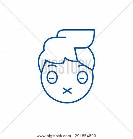 Zipped Mouth Emoji Line Icon Concept. Zipped Mouth Emoji Flat  Vector Symbol, Sign, Outline Illustra