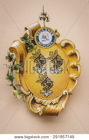Garmisch Partenkirchen, Germany - August 12, 2017: Decoration At The Building Facade In German Small