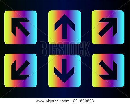 It And Technology, Web Site Design, Vector Buttons Arrows. Vector Flat Buttons, Arrow Icons. Neon Ra