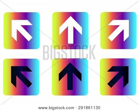 It And Technology, Web Site Design, Vector Buttons Arrows. Vector Flat Buttons, Arrow Icons. Neon Ra