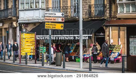 Facade Of A Small Downtown Store On Irun, Spain