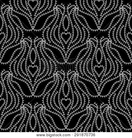 Lace Ethnic Seamless Pattern. Black And White Abstract Ornamenta