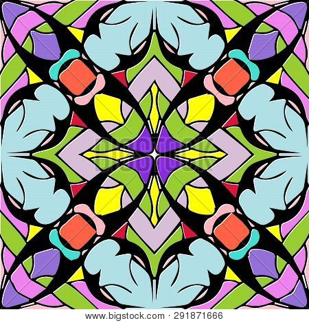 Abstract Colorful Geometric Seamless Pattern. Multicolor Floral