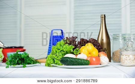 Choosing The Freshest Veggies For Salad. Fresh And Healthy. Culinary Recipe. Dieting And Organic Foo