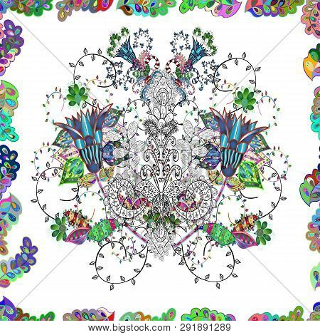 Vector Illustration. Simple Cute Pattern In Small-scale Flowers. Floral Seamless Background For Text