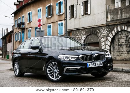 Auvergne-rhone-alpes, France - March 9, 2019: Motor Car Bmw 520d (g30) In The Town Street.