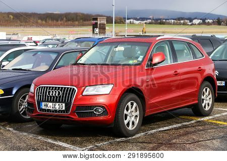 Geneva, Switzerland - March 11, 2019: Red Suv Audi Q5 In The City Street.