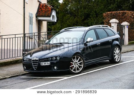 Vaud, Switzerland - March 11, 2019: Motor Car Alfa Romeo 159 In The Town Street.