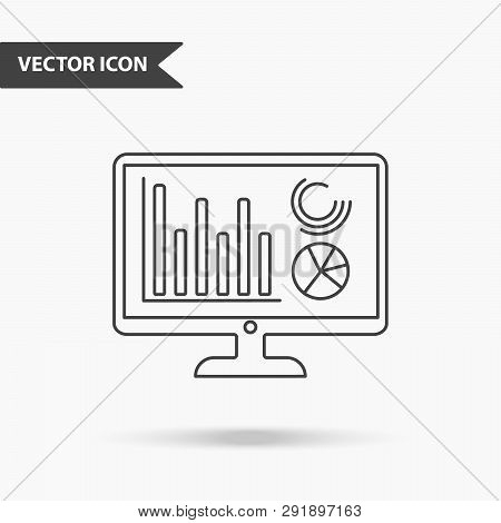Modern And Simple Vector Illustration Of A Monitor With Chart Icon. Flat Image With Thin Lines For A