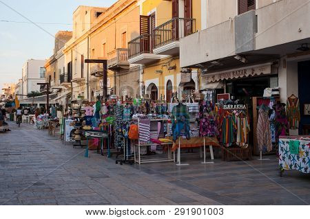 Lampedusa, Italy - August, 03: View Of Lampedusa Street, Sicilian Island In The Middle Of The Medite
