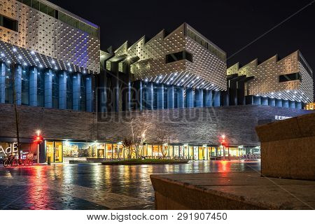 Amersfoort, Netherlands - 16 Februari2019: Eemhuis Cultural Centre Exterior. The Eemhuis Has Four Cu