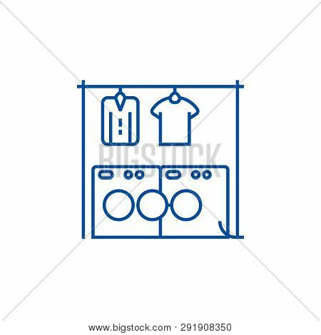 Laundry, Washhouse Line Icon Concept. Laundry, Washhouse Flat  Vector Symbol, Sign, Outline Illustra