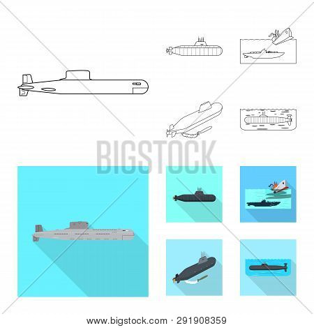 Vector Illustration Of War  And Ship Icon. Set Of War  And Fleet Vector Icon For Stock.