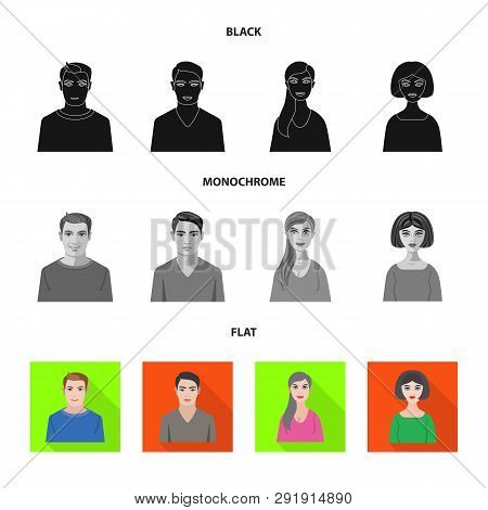Vector Design Of Hairstyle And Profession  Symbol. Set Of Hairstyle And Character  Vector Icon For S