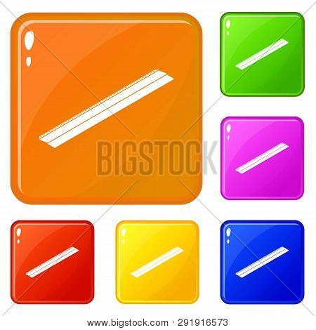 Metal Bar Icons Set Collection 6 Color Isolated On White Background