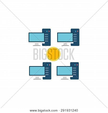 Mining Pool. Mining Pool Vector Flat Icon Isolated On White Background.