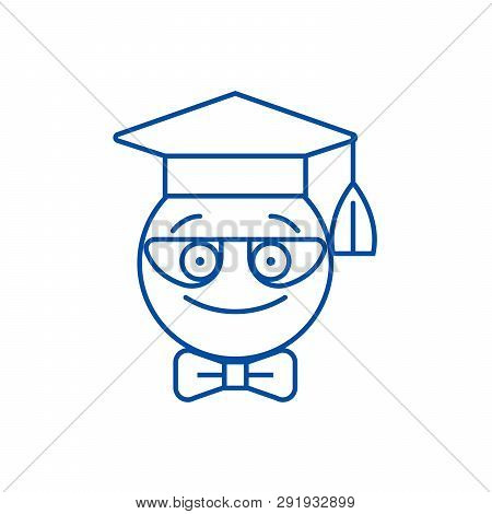 Nerdy Student Emoji Line Icon Concept. Nerdy Student Emoji Flat  Vector Symbol, Sign, Outline Illust
